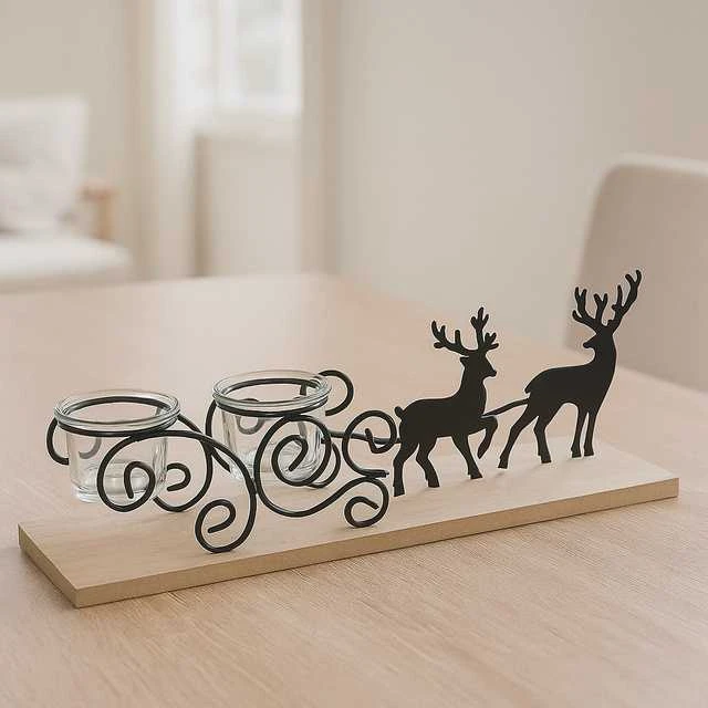 Atmosphera Metalinis arbatinės žvakės laikiklis, elnias, 45 cm