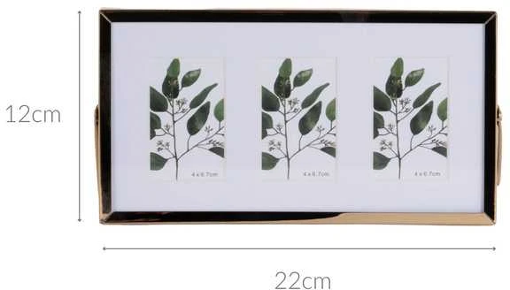 Nuotraukų rėmelis Home Styling Collection Metalinis rėmelis trims nuotraukoms, paspartas, 22 x 12 x 1 cm