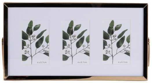 Nuotraukų rėmelis Home Styling Collection Metalinis rėmelis trims nuotraukoms, paspartas, 22 x 12 x 1 cm