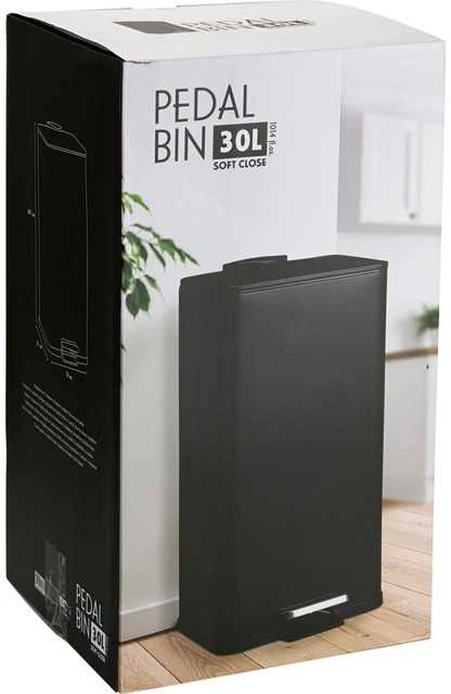 DELTA metalinė šiukšliadėžė, juoda, 30 l