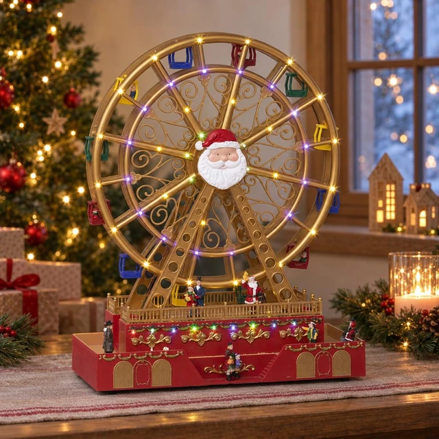 Kalėdinė dekoracija Fééric Lights and Christmas Kalėdų miestelis, kalėdinis vaizdas su malūno ratu