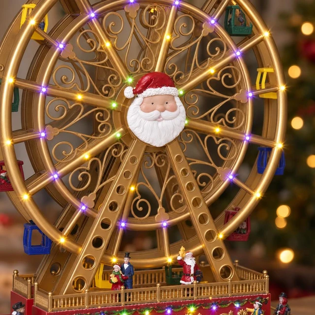 Kalėdinė dekoracija Fééric Lights and Christmas Kalėdų miestelis, kalėdinis vaizdas su malūno ratu