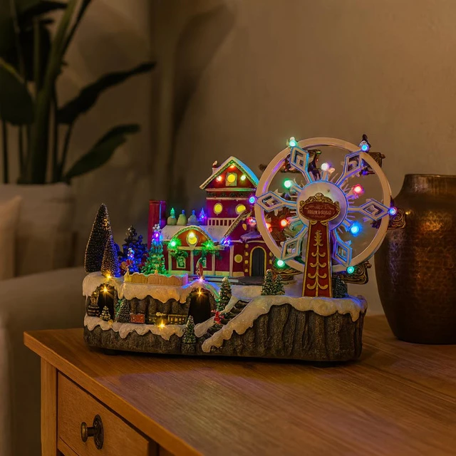 Mill Kalėdų miestelis su velnio malūnu, 51 LED, 43 x 27 x 31,5 cm