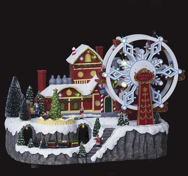 Mill Kalėdų miestelis su velnio malūnu, 51 LED, 43 x 27 x 31,5 cm