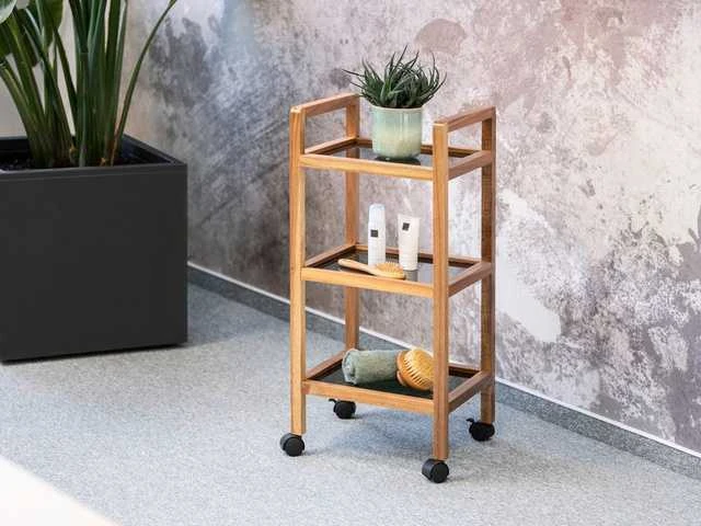 Lauko baldų komplektas Wenko Mobile acacia wood shelf FONDI, 3 levels, height 76.5 cm