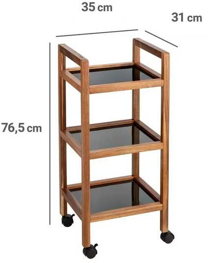 Lauko baldų komplektas Wenko Mobile acacia wood shelf FONDI, 3 levels, height 76.5 cm
