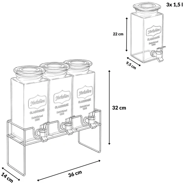 Stiklainių su kraneliais komplektas Secret de Gourmet (3 x 1,5 l)