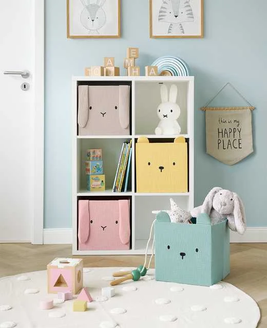 Zeller Muslino žaislų indelis COZY KIDS su ausytėmis, 28 x 28 x 28 cm