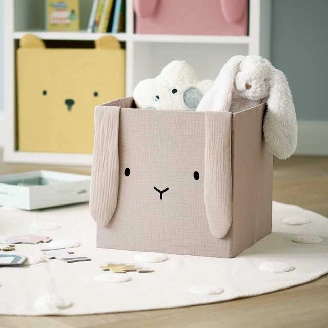 Zeller Muslino žaislų indelis COZY KIDS su ausytėmis, 28 x 28 x 28 cm