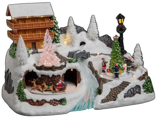 Dekoracja świąteczna Fééric Lights and Christmas Szopka bożonarodzeniowa Domek, su oświetleniem LED