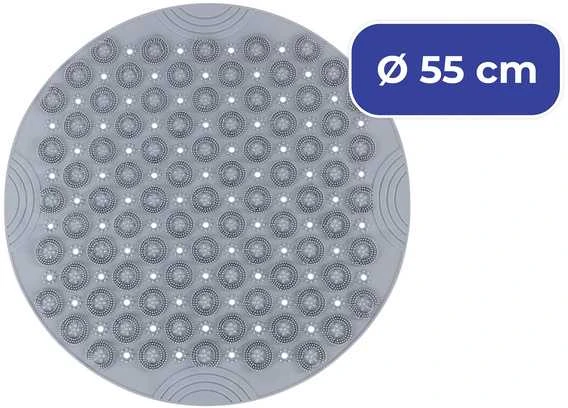 Maximex Neslystantis dušo kilimėlis su pėdų masažo šepetėliais, Ø 55 cm