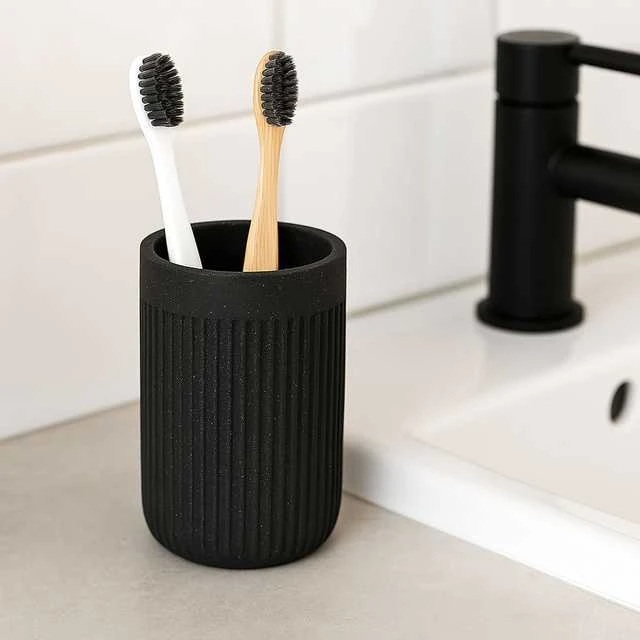 5five Simply Smart Onyx Dantų šepetėlio talpykla, ONIKSAS, šiferis, Ø 7 cm