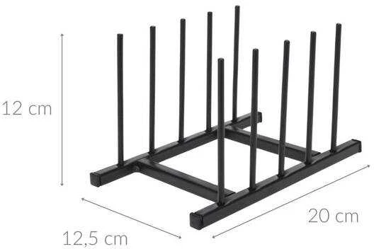 KOOPMAN Puodo dangčio ir lėkščių laikiklis metalinas juoda 19,5x12,5x12 cm