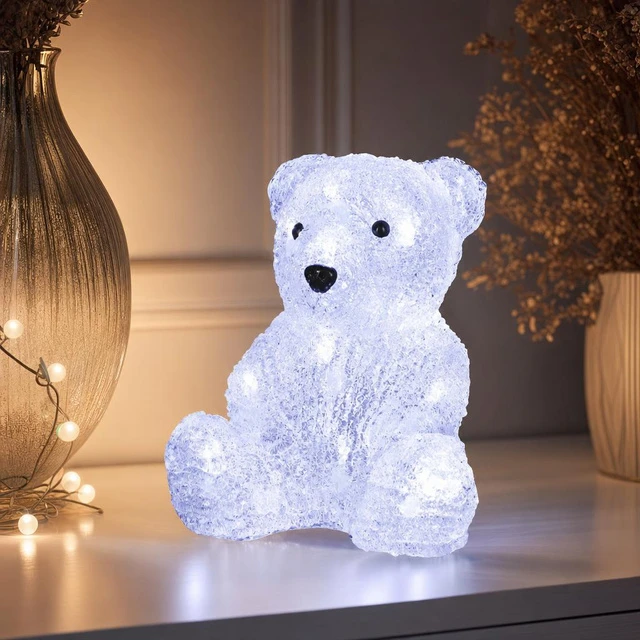 Springos LED acrylic bear, battery-operated, 16 LEDs, height 20 cm