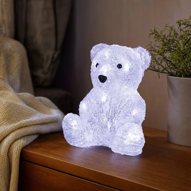 Springos LED acrylic bear, battery-operated, 16 LEDs, height 20 cm