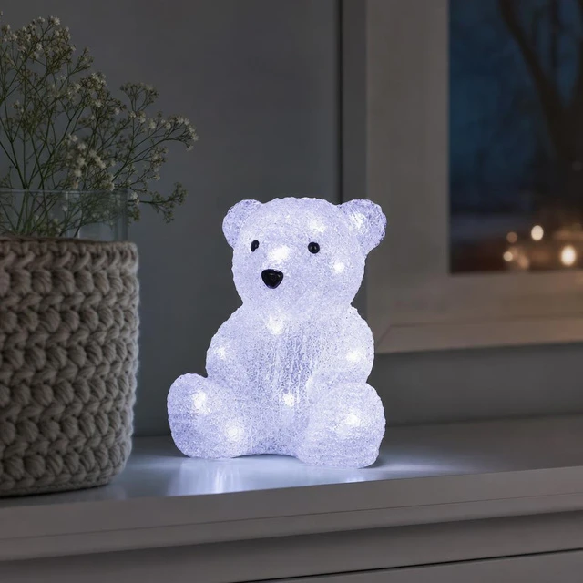 Springos LED acrylic bear, battery-operated, 16 LEDs, height 20 cm