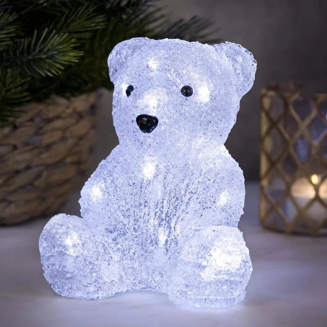 Springos LED acrylic bear, battery-operated, 16 LEDs, height 20 cm
