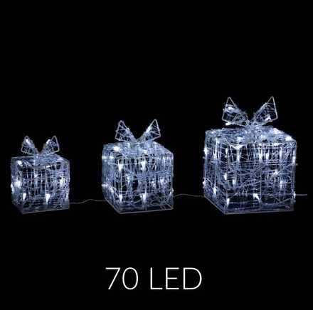Fééric Lights and Christmas Outdoor Šviesūs lauko papuošalai, akrilo dovanos, 70 LED