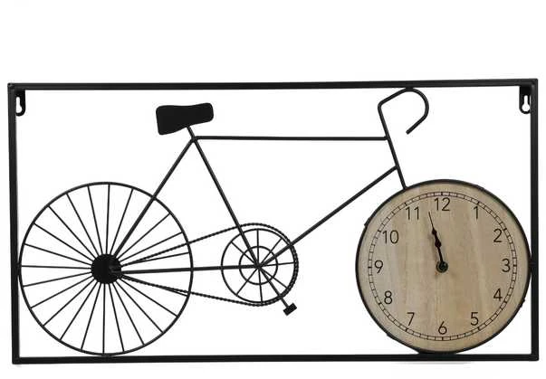 Home Styling Collection Metalinė sienų apdaila retro dviratis ir laikrodis, 60 x 32 x 5 cm