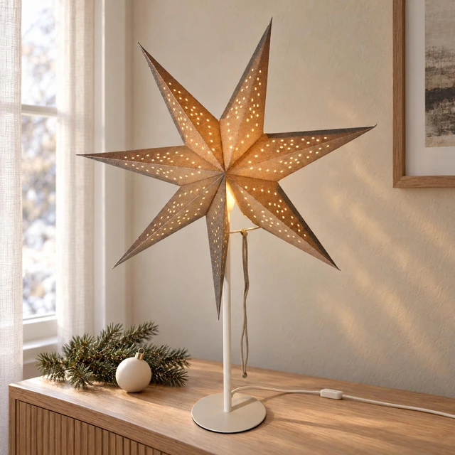 Lampa stołowa Koopman Lampka stojąca gwiazda dekoracyjna 65cm E 14 sidabrinė