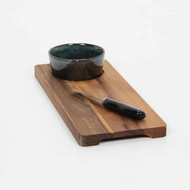 Excellent Houseware Patiekimo lenta užkandžiams, su dubeniu ir peiliu.