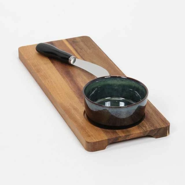 Excellent Houseware Patiekimo lenta užkandžiams, su dubeniu ir peiliu.