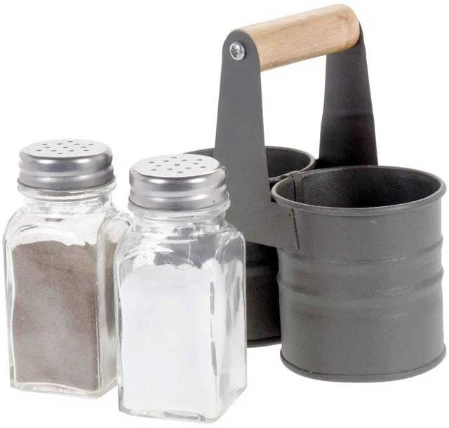 Excellent Houseware Druskinė ir pipirinė su stovu 3 vnt.