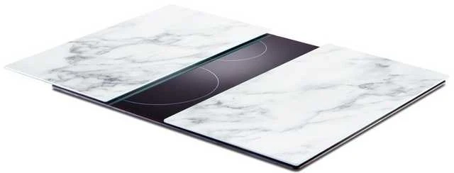 PIECES Apsauginis viryklės dangtelis MARBLE Baltas stiklo plokštė kaitlentei — 2 vnt., ZELLER