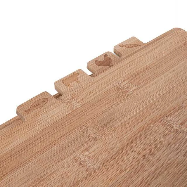 Excellent Houseware PIECES Bambukinės pjaustymo lentos, 4 dalys ant metalinio stovo