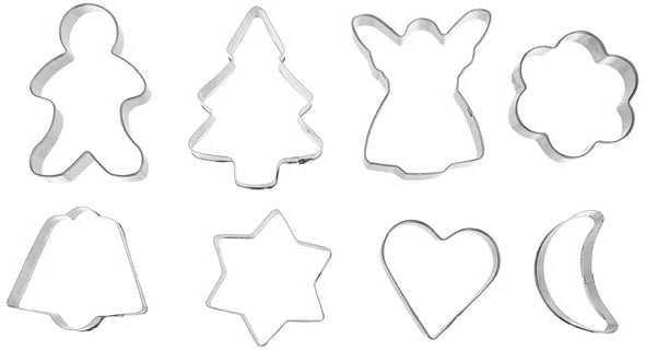 Five Simply Smart PIECES KALĖDINĖS sausainių formelės, 8vnt + metalinė skarda