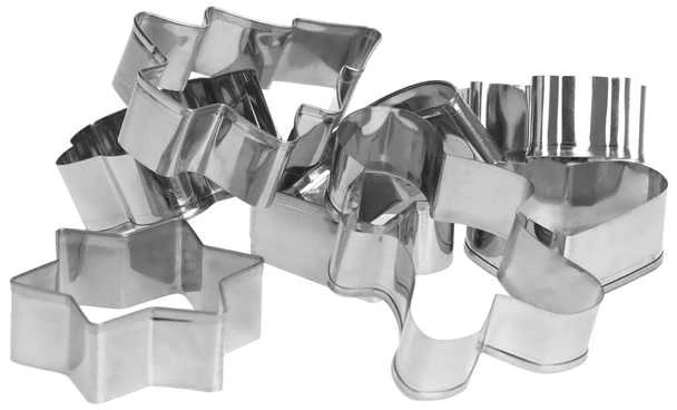 Five Simply Smart PIECES KALĖDINĖS sausainių formelės, 8vnt + metalinė skarda