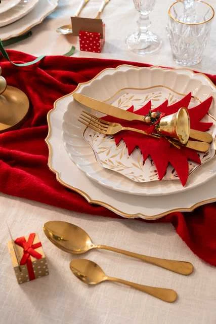 Home Styling Collection PIECES Kalėdinės stalo įrankių kišenės Kalėdų eglutė, 4 vnt