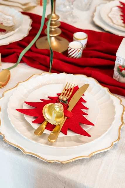 Home Styling Collection PIECES Kalėdinės stalo įrankių kišenės Kalėdų eglutė, 4 vnt