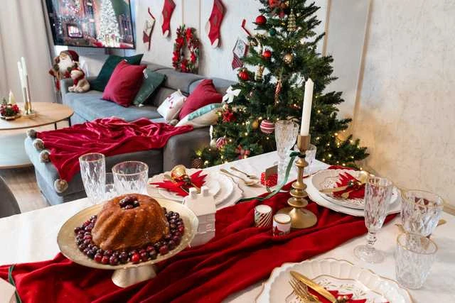 Home Styling Collection PIECES Kalėdinės stalo įrankių kišenės Kalėdų eglutė, 4 vnt