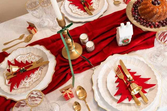 Home Styling Collection PIECES Kalėdinės stalo įrankių kišenės Kalėdų eglutė, 4 vnt