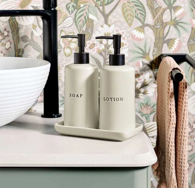 Zeller PIECES Keraminiai muilo ir losjonų dozatoriai BATH STYLE, 3 vnt