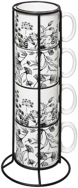 Secret De Gourmet PIECES Keraminiai puodeliai ant stovo FLORAL, 240 ml, 4 vnt