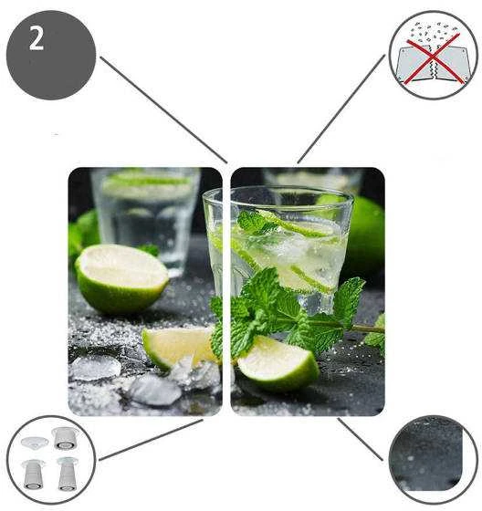 MOJITO stiklo apsauginės plokštės viryklei - 2 vnt, WENKO