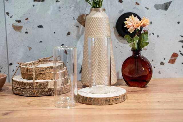 Home Styling Collection PIECES NATŪRALIŲ medinių plokščių pagalvėlės, rinkinyje 4 vnt