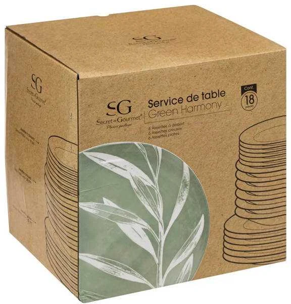Secret De Gourmet PIECES Porcelianiniai indai 6 asmenims, lapų raštas, 18 vnt