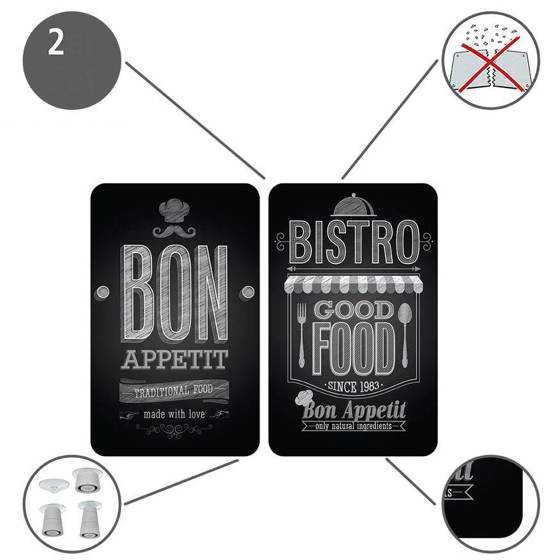 Stiklinės apsauginės plokštės BON APPETIT viryklei - 2 vnt, WENKO,