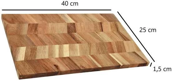 Excellent Houseware Virtuvinė akacijų pjaustymo lenta serviravimui, antibakterinė, 40x25 cm