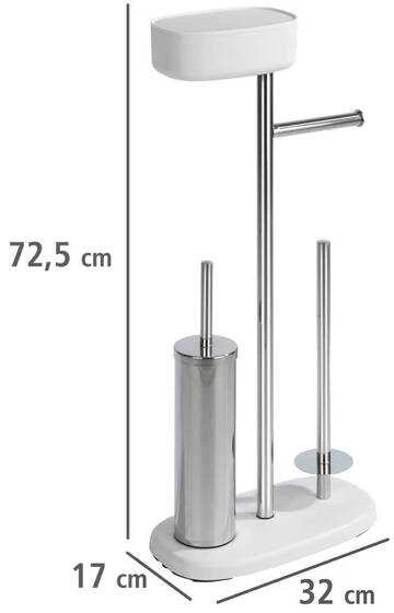 Popierinis stovas ir šepetys wc su lentyna ir krepšeliu RIVAZZA, 4in1, baltas, WENKO