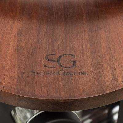 Secret De Gourmet Prieskonių stovas iš medžio ir metalo su šešiolika stiklinių indelių