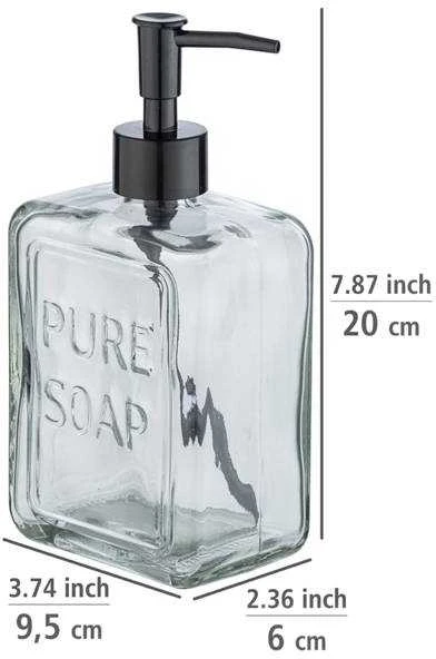 PURE skysto muilo dozatorius, skaidrus stiklas, 550 ml, WENKO