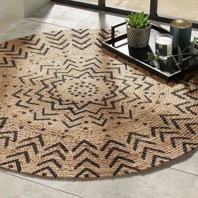 Atmosphera Carpet Apvalus džiuto kilimas, Ø 120 cm, geometrinis raštas