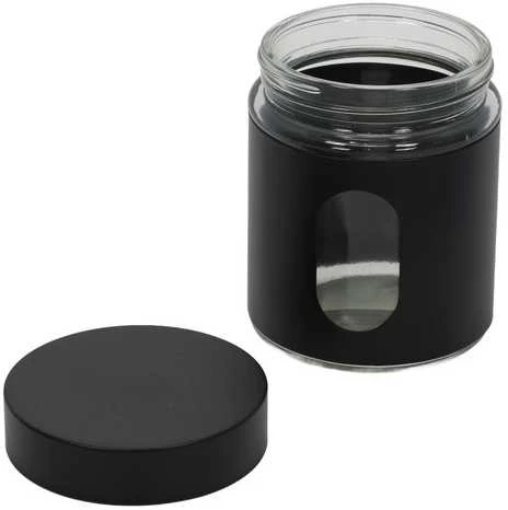 Sandėliavimo konteineris, stiklinis, uždengtas skydeliu, talpa 0,6 l, juodas, Zeller