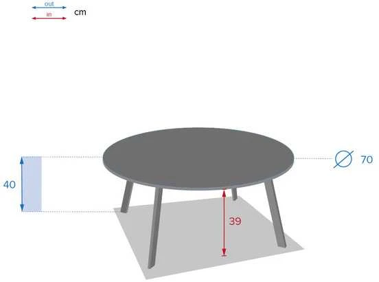 Dlgtp SAONA metalinis sodo stalas, Ø 70 cm