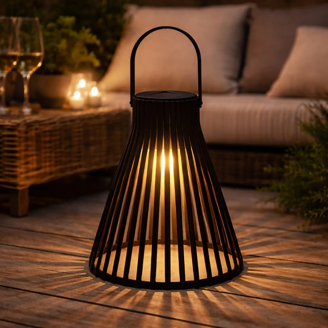 Home Styling Collection Saulės žibintas, juodas, 23 cm