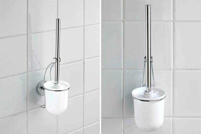 Šepečių konteineris MILAZZO + tualeto šepetys, Vacuum-Loc - chromuotas plienas, WENKO